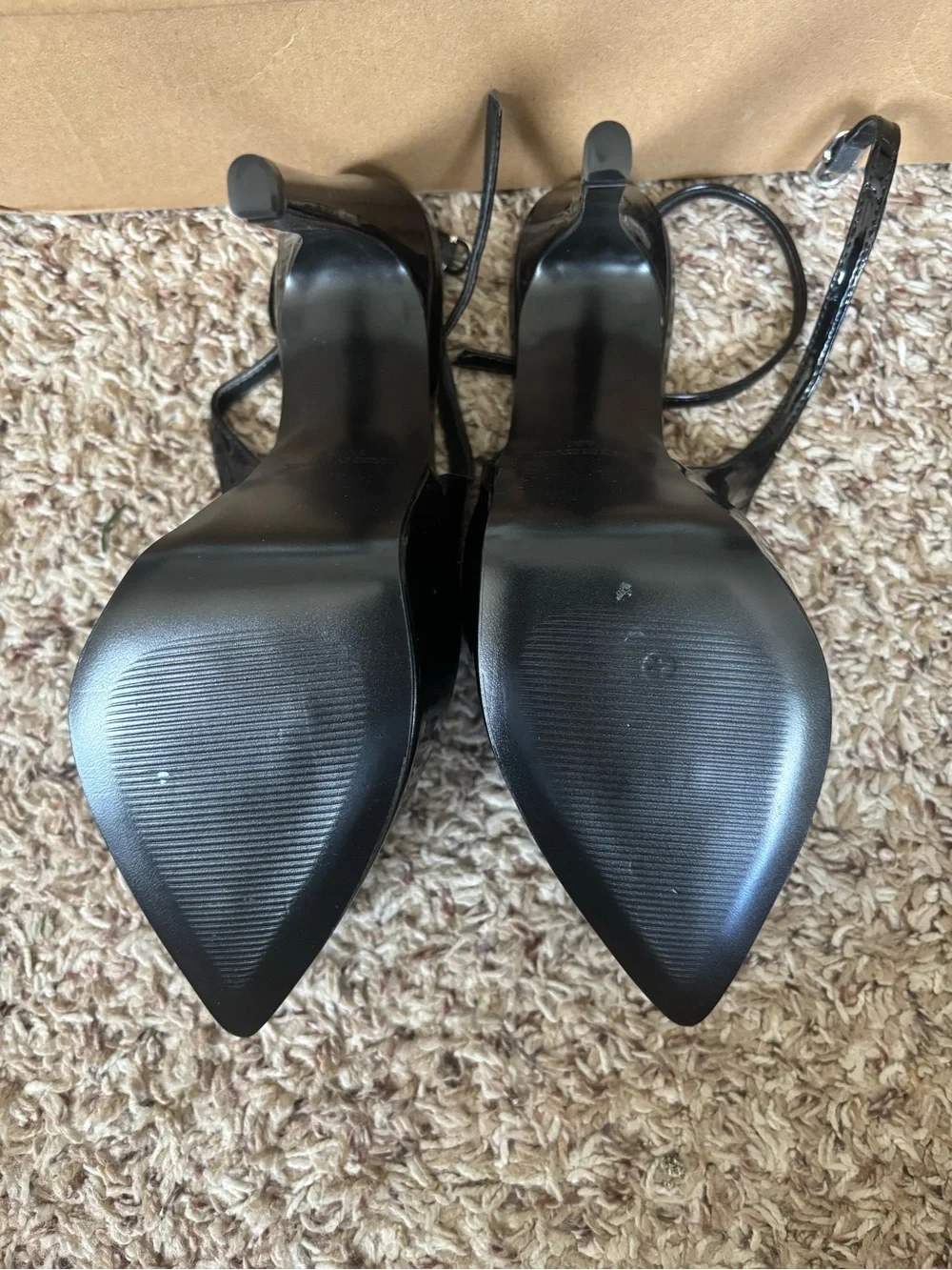 Steve Madden Alamo Black Patent Platform Pointed-Toe Ankle-Strap Pumps-7.5
